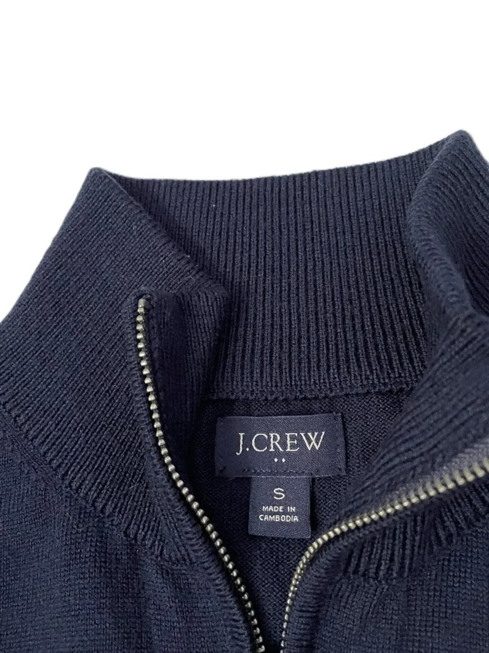 J.Crew Quarter Zip Sweater Men Small Merino Wool Blend Navy CA562 Lightweight